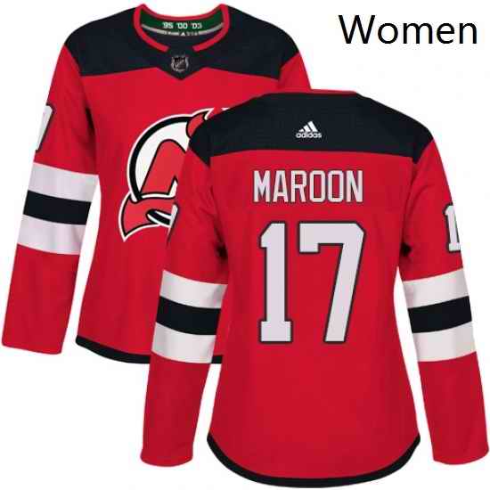 Womens Adidas New Jersey Devils 17 Patrick Maroon Authentic Red Home NHL Jersey